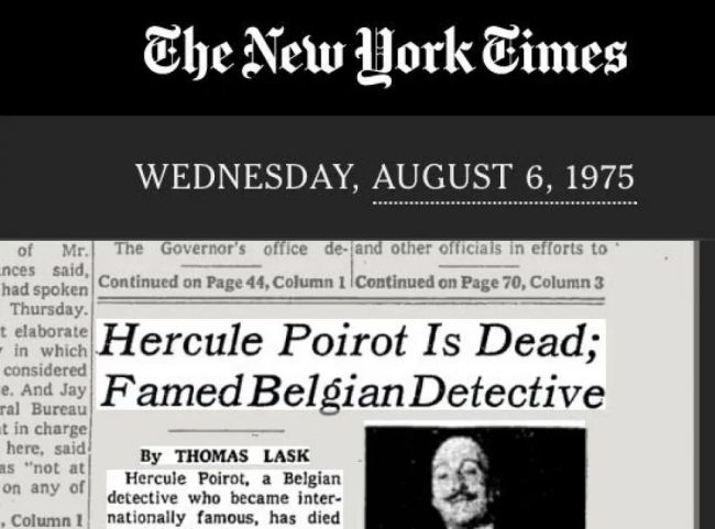 50 ans depuis la mort d'Hercule Poirot : Le détective fictif qui a fait l'objet d'une véritable nécrologie dans le New York Times