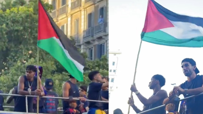 Lamine Yamal devient viral en affichant un drapeau palestinien lors des célébrations du championnat du Barça.