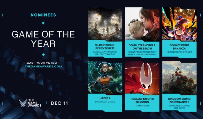 Voici toutes les nominations pour les Game Awards 2025.