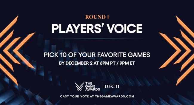 Les titres de Player's Voice nominés pour les Game Awards ont été révélés