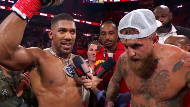 Le moment où Jake Paul est mis au tapis pour la première fois de sa carrière par Anthony Joshua.