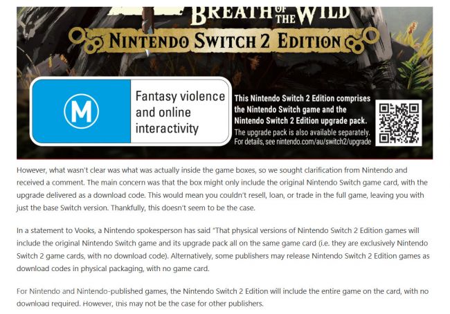 Les cartouches de jeu Switch 2 Edition ont tout le contenu inclus à l'intérieur, aucun téléchargement n'est nécessaire.