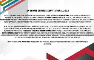 Une fois n'est pas coutume, le Six Invitational 2022 n'aura pas lieu au Canada